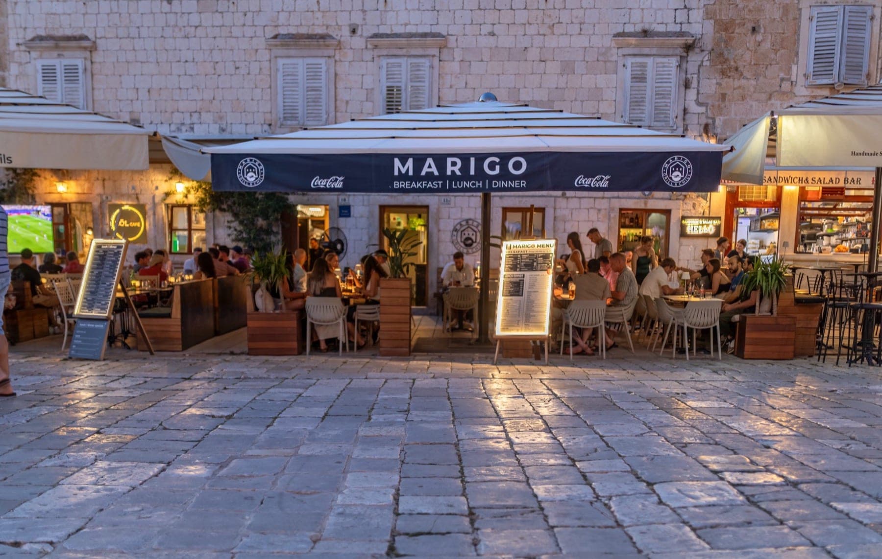 Marigo Grill & Chill restaurant on the Hvar Riva waterfront